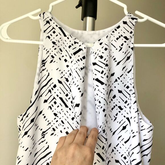 Charles HENRY White Black Abstract Sleeveless Sheath Tank Dress Sz XS - Picture 4 of 7